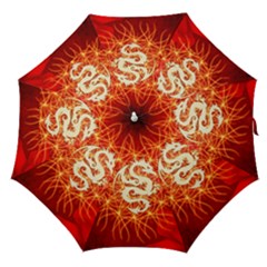 Wonderful Golden Dragon On Red Vintage Background Straight Umbrellas by FantasyWorld7