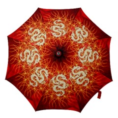 Wonderful Golden Dragon On Red Vintage Background Hook Handle Umbrellas (medium) by FantasyWorld7