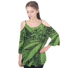 Marijuana Plants Pattern Flutter Tees