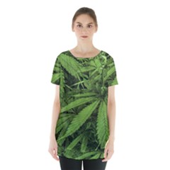 Marijuana Plants Pattern Skirt Hem Sports Top