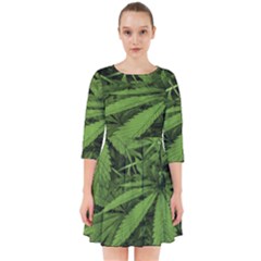 Marijuana Plants Pattern Smock Dress