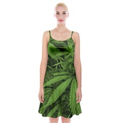 Marijuana Plants Pattern Spaghetti Strap Velvet Dress