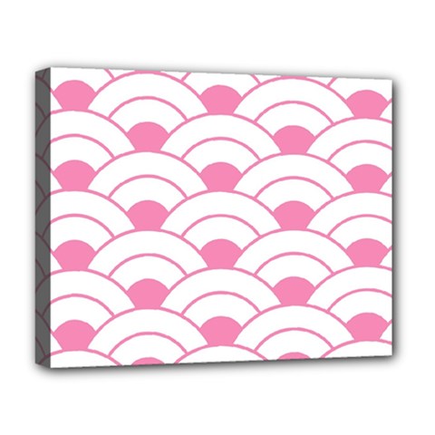 art deco shell pink white Deluxe Canvas 20  x 16  