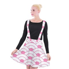 art deco shell pink white Suspender Skater Skirt