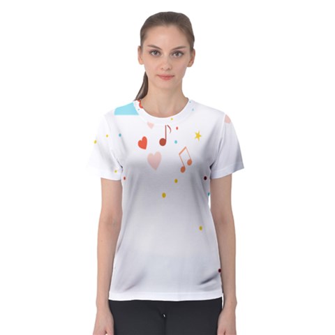 Music Cloud Heart Love Valentine Star Polka Dots Rainbow Mask Sky Women s Sport Mesh Tee by Alisyart