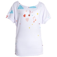 Music Cloud Heart Love Valentine Star Polka Dots Rainbow Mask Sky Women s Oversized Tee