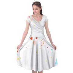 Music Cloud Heart Love Valentine Star Polka Dots Rainbow Mask Sky Cap Sleeve Wrap Front Dress by Alisyart