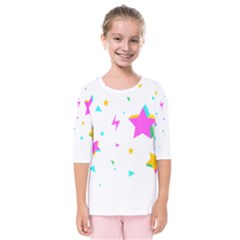 Star Triangle Space Rainbow Kids  Quarter Sleeve Raglan Tee