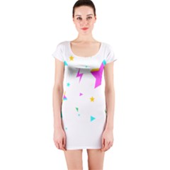 Star Triangle Space Rainbow Short Sleeve Bodycon Dress by Alisyart