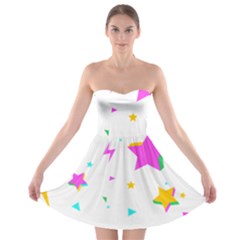 Star Triangle Space Rainbow Strapless Bra Top Dress by Alisyart