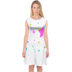 Star Triangle Space Rainbow Capsleeve Midi Dress by Alisyart