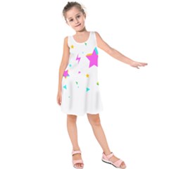 Star Triangle Space Rainbow Kids  Sleeveless Dress by Alisyart