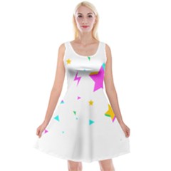 Star Triangle Space Rainbow Reversible Velvet Sleeveless Dress