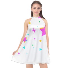 Star Triangle Space Rainbow Halter Neckline Chiffon Dress  by Alisyart