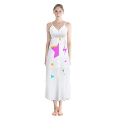 Star Triangle Space Rainbow Button Up Chiffon Maxi Dress by Alisyart
