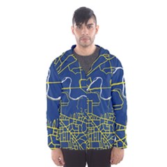 Map Art City Linbe Yellow Blue Hooded Wind Breaker (men) by Alisyart