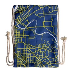 Map Art City Linbe Yellow Blue Drawstring Bag (large) by Alisyart