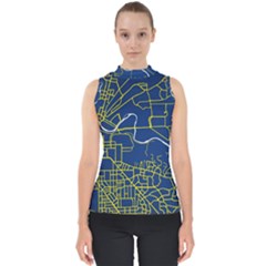 Map Art City Linbe Yellow Blue Shell Top by Alisyart