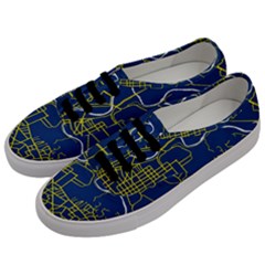 Map Art City Linbe Yellow Blue Men s Classic Low Top Sneakers by Alisyart