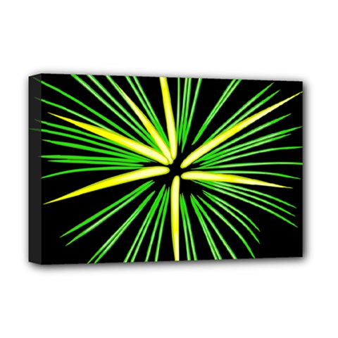 Fireworks Green Happy New Year Yellow Black Sky Deluxe Canvas 18  X 12  