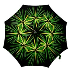 Fireworks Green Happy New Year Yellow Black Sky Hook Handle Umbrellas (medium)