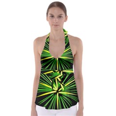 Fireworks Green Happy New Year Yellow Black Sky Babydoll Tankini Top by Alisyart