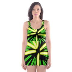 Fireworks Green Happy New Year Yellow Black Sky Skater Dress Swimsuit by Alisyart