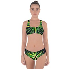 Fireworks Green Happy New Year Yellow Black Sky Criss Cross Bikini Set