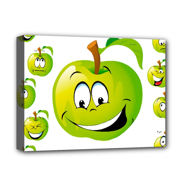 Apple Green Fruit Emoji Face Smile Fres Red Cute Deluxe Canvas 16  x 12  