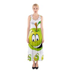 Apple Green Fruit Emoji Face Smile Fres Red Cute Sleeveless Maxi Dress