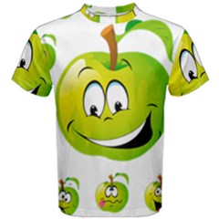 Apple Green Fruit Emoji Face Smile Fres Red Cute Men s Cotton Tee by Alisyart