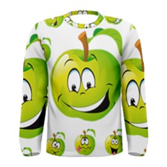 Apple Green Fruit Emoji Face Smile Fres Red Cute Men s Long Sleeve Tee by Alisyart