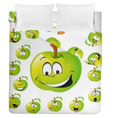 Apple Green Fruit Emoji Face Smile Fres Red Cute Duvet Cover Double Side (queen Size)
