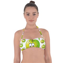 Apple Green Fruit Emoji Face Smile Fres Red Cute Halter Bandeau Bikini Top by Alisyart