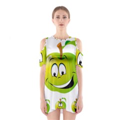 Apple Green Fruit Emoji Face Smile Fres Red Cute Shoulder Cutout One Piece by Alisyart