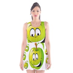 Apple Green Fruit Emoji Face Smile Fres Red Cute Scoop Neck Skater Dress