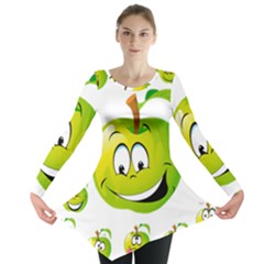 Apple Green Fruit Emoji Face Smile Fres Red Cute Long Sleeve Tunic 