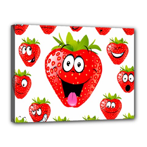 Strawberry Fruit Emoji Face Smile Fres Red Cute Canvas 16  X 12  by Alisyart