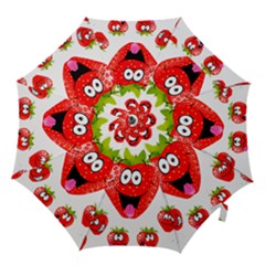 Strawberry Fruit Emoji Face Smile Fres Red Cute Hook Handle Umbrellas (medium)