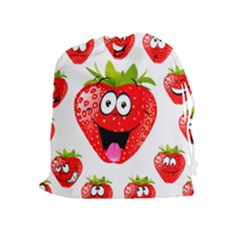 Strawberry Fruit Emoji Face Smile Fres Red Cute Drawstring Pouches (extra Large) by Alisyart