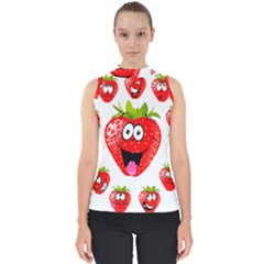 Strawberry Fruit Emoji Face Smile Fres Red Cute Shell Top