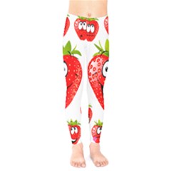 Strawberry Fruit Emoji Face Smile Fres Red Cute Kids  Legging by Alisyart