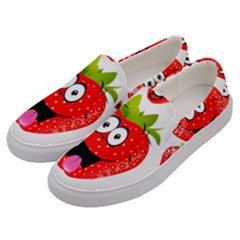 Strawberry Fruit Emoji Face Smile Fres Red Cute Men s Canvas Slip Ons