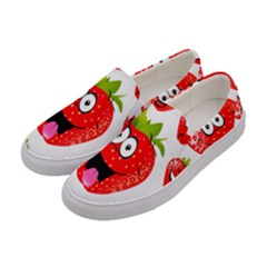 Strawberry Fruit Emoji Face Smile Fres Red Cute Women s Canvas Slip Ons by Alisyart