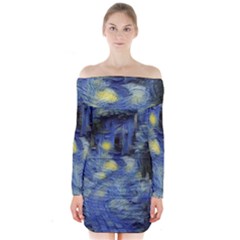 Van Gogh Inspired Long Sleeve Off Shoulder Dress by NouveauDesign