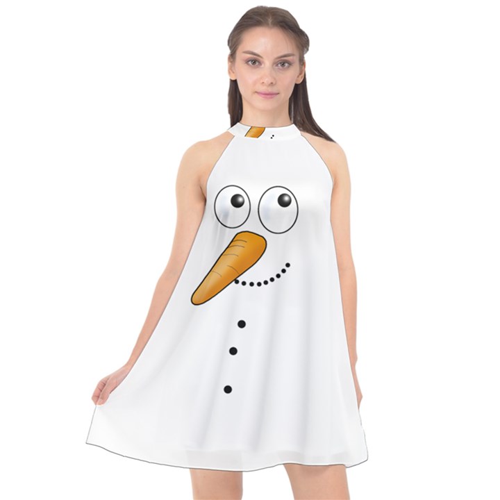 Cute snowman Halter Neckline Chiffon Dress 