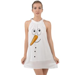 Cute Snowman Halter Tie Back Chiffon Dress by Valentinaart