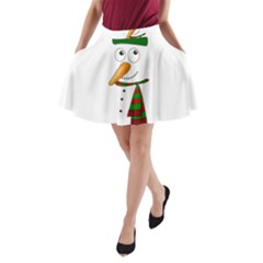 Cute Snowman A-line Pocket Skirt by Valentinaart