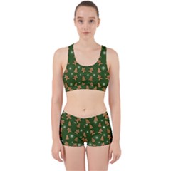 Ginger Cookies Christmas Pattern Work It Out Sports Bra Set