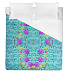 Season For Roses And Polka Dots Duvet Cover (queen Size) by pepitasart